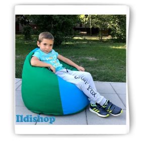 Babzsákfotel kicsiknek, csepp  forma: zöld-kék