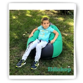 Babzsákfotel kicsiknek, csepp  forma:  sötétszürke-zöld