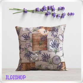 Levendula mintás párna, díszpárna 45x45 cm