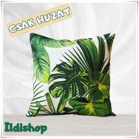 Díszpárna huzat zöld levél mintás (02) 45x45 cm