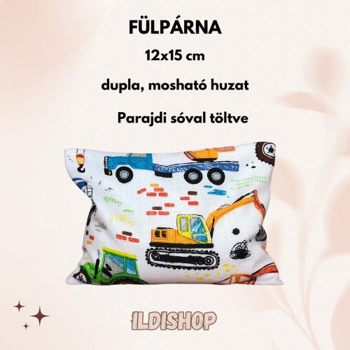 Munkagépek mintás parajdi sóval töltött fülpárna, 0,3 kg- 12x15 cm