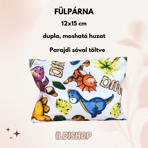 Dínó mintás parajdi sóval töltött fülpárna, 0,3 kg- 12x15 cm