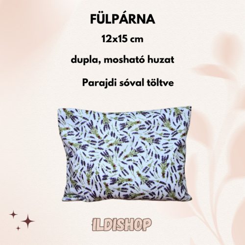 Levendula mintás parajdi sóval töltött fülpárna, 0,3 kg- 12x15 cm