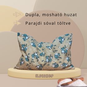  Zöld róka mintás parajdi sóval töltött fülpárna, 0,3 kg- 12x15 cm