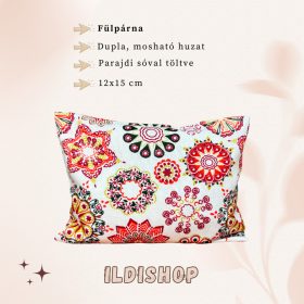   Piros mandala mintás parajdi sóval töltött fülpárna, 0,3 kg- 12x15 cm