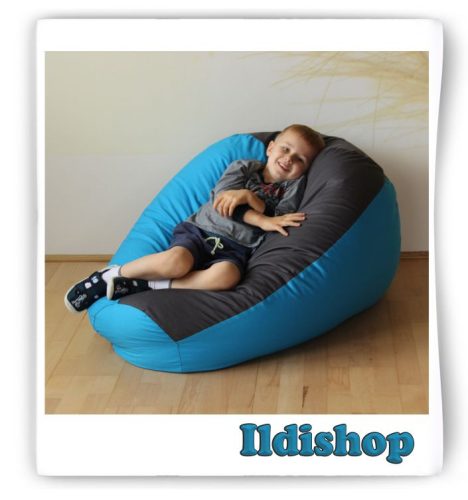 Gyermek babzsákfotel, körte forma: szürke - kék