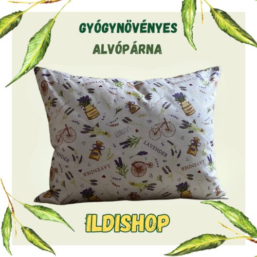 Levendula mintás gyógynövényes párna 6 gyógynövény keveréke 40x50 cm 