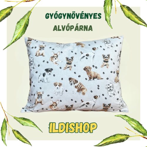 Kutya mintás gyógynövényes párna 6 gyógynövény keveréke 40x50 cm 