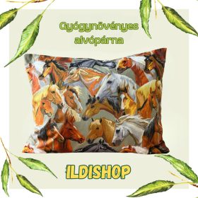   Ló, lovak mintás gyógynövényes párna 6 gyógynövény keveréke 40x50 cm 