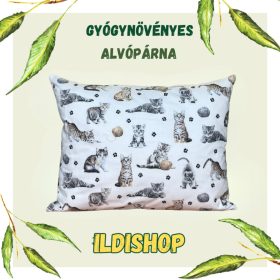 Cica gombolyaggal gyógynövényes párna 40x50 cm 