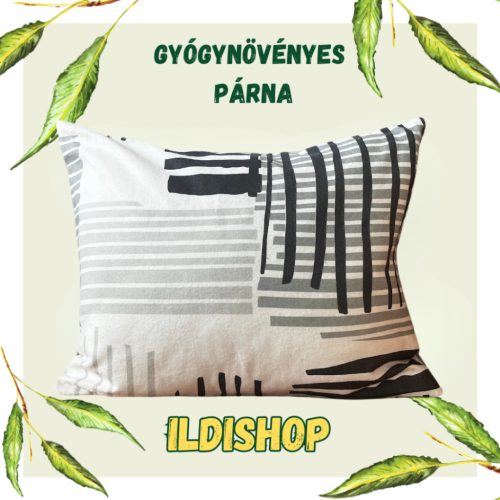 Szürke csíkos flanel gyógynövényes párna 6 gyógynövény keveréke 40x50 cm 