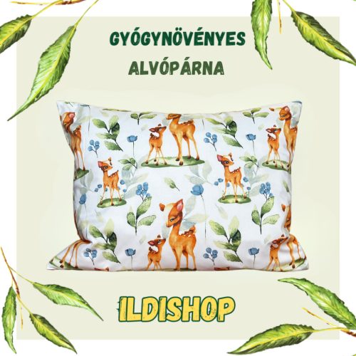 Őzike mintás gyógynövényes párna 6 gyógynövény keveréke 40x50 cm 