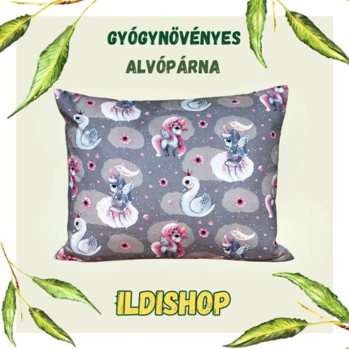 Unikornis (2) mintás gyógynövényes párna 6 gyógynövény keveréke 40x50 cm 