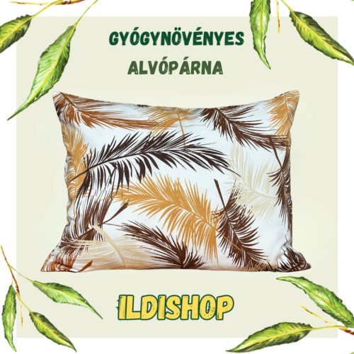 Barna levél mintás gyógynövényes párna 6 gyógynövény keveréke 40x50 cm 