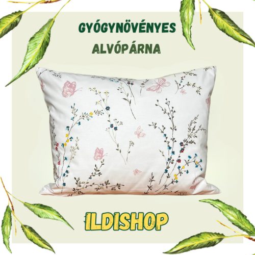 Virág pillangóval mintás gyógynövényes párna 6 gyógynövény keveréke 40x50 cm 