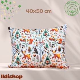 Kispárna huzat 40x50 cm, erdei vadvilág mintás 