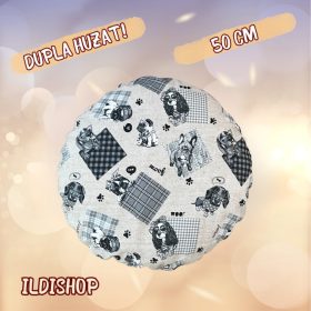 Színes kör alakú padlópárna: kutya mintás