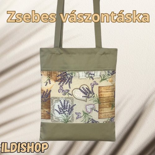 Zsebes vászontáska: levendula (03)
