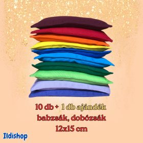   10 + 1 db ajándék! Babzsák műanyag gyönggyel töltve. 12x15 cm.